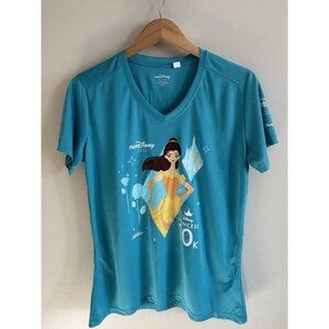 Run Disney 2023 Princess Fairy Tale Challenge 10K Tee Teal Belle Womens Large